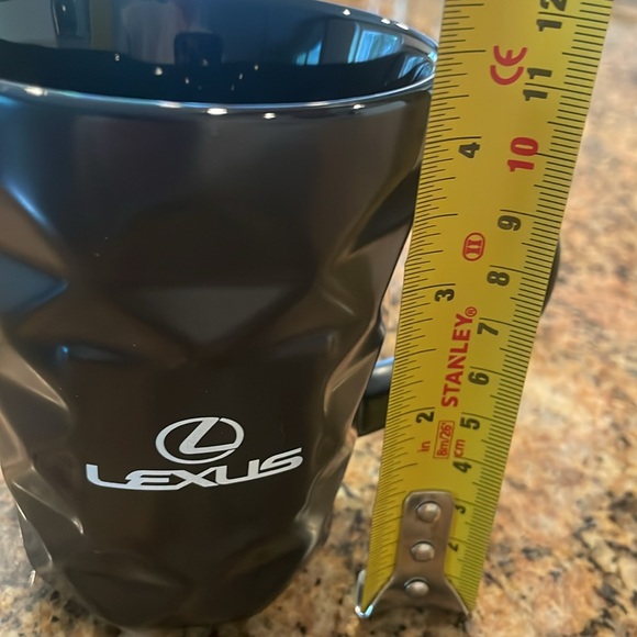 Black Lexus Coffee Mug w White Lettering textured diamond shaped - Picture 5 of 5